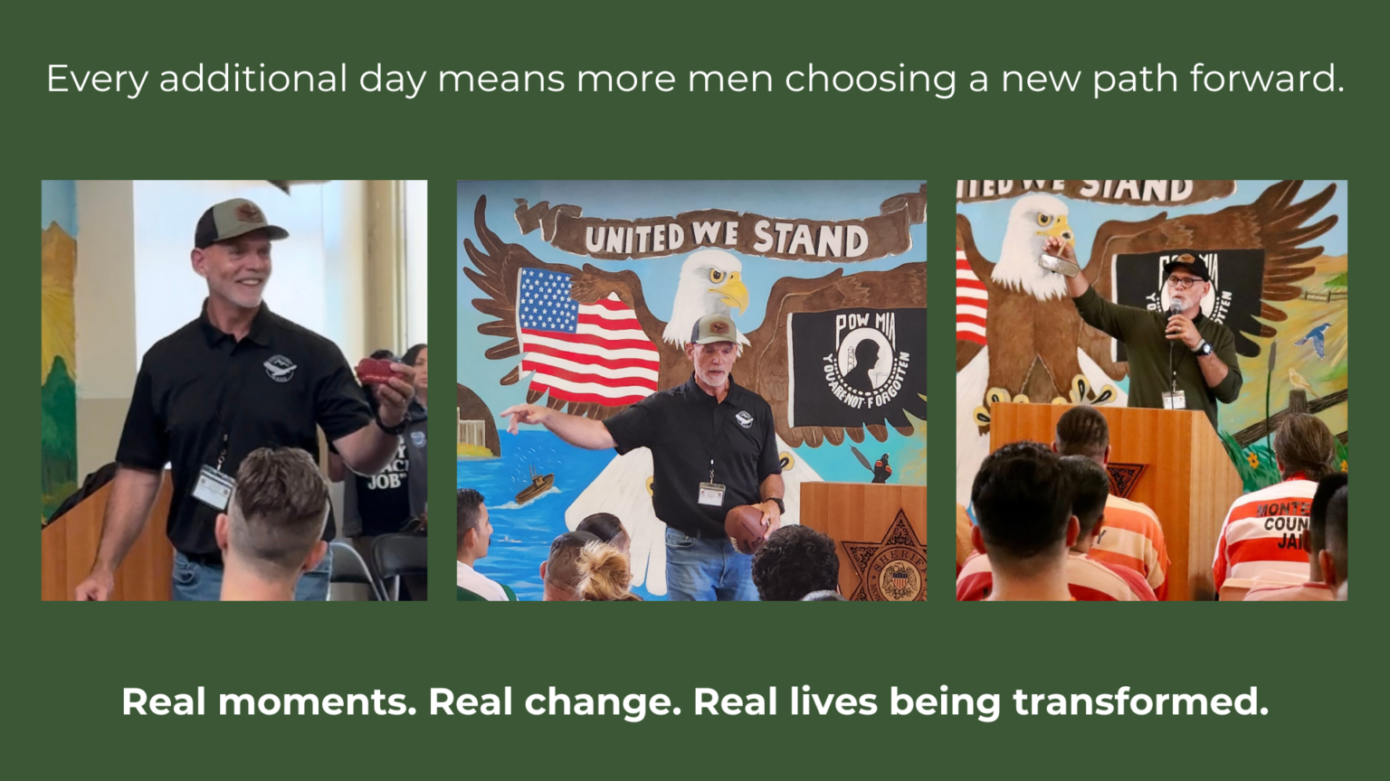 Donor-supported mentoring sessions helping incarcerated men build accountability, purpose, and direction in Monterey County Jail