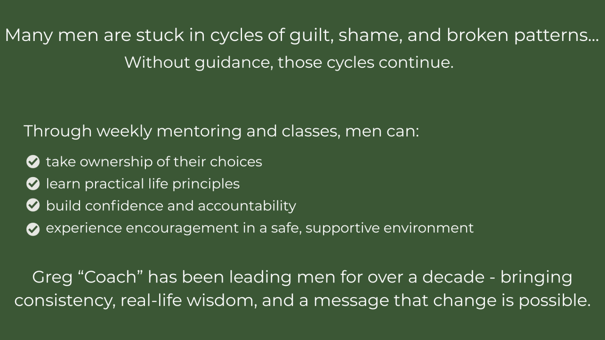 Inmates receiving encouragement and guidance through Coaching Good mentoring and recovery-focused classes